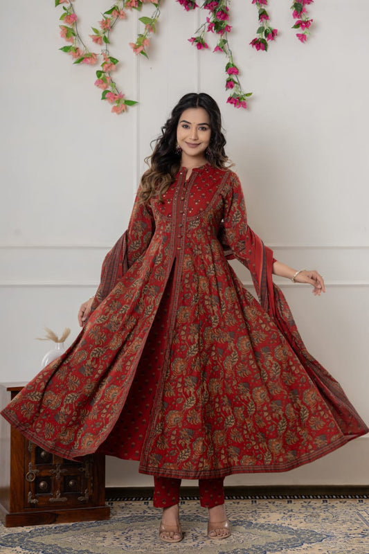 MAROON ANARKALI SET